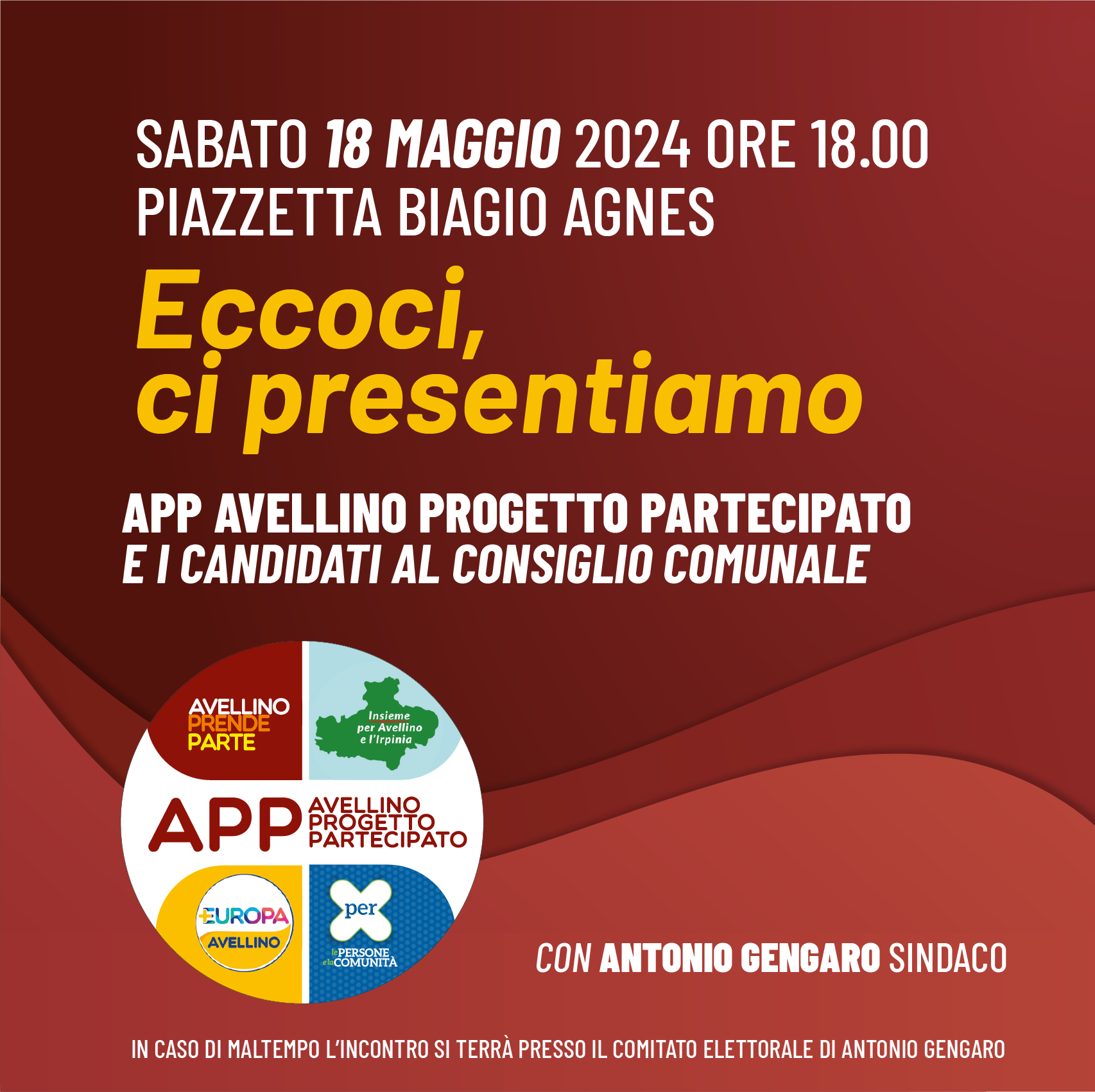 Presentazione della lista di APP - Avellino Progetto Partecipato a Piazza Biagio Agnes